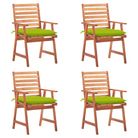 vidaXL Outdoor Dining Chairs 4 pcs with Cushions Solid Acacia Wood