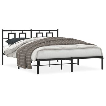 vidaXL Metal Bed Frame without Mattress with Headboard Black 59.1"x78.7"