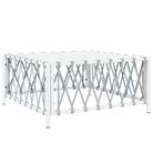 vidaXL Patio Table White 27.6"x27.6"x13.4" Woven Fabric