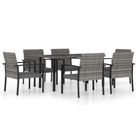 vidaXL 7 Piece Patio Dining Set Poly Rattan Gray