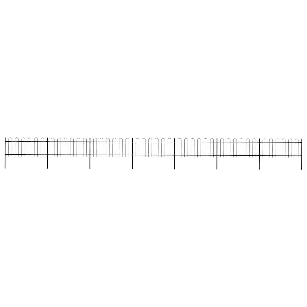 vidaXL Garden Fence with Hoop Top Steel 1248x80 cm Black