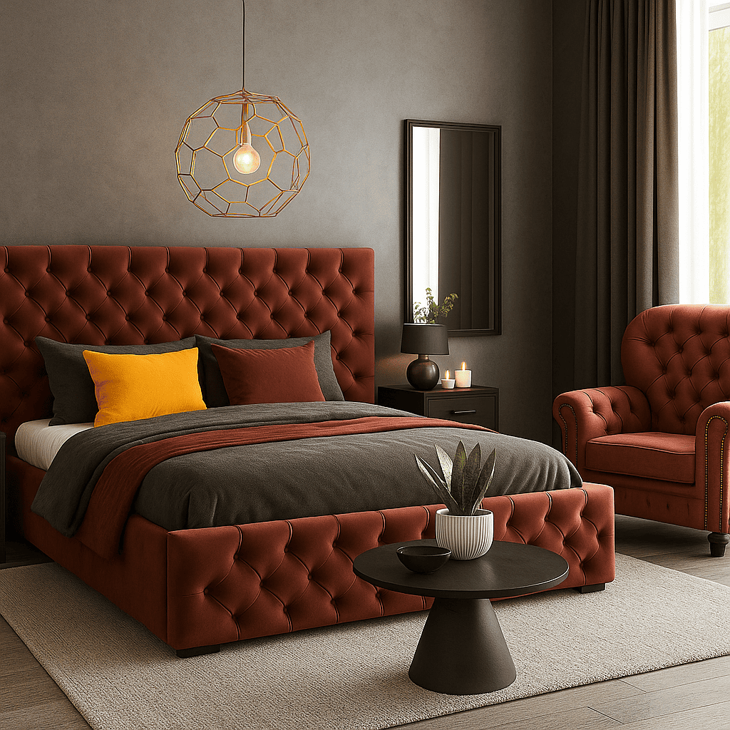 Industrial Chesterfield in the bedroom