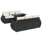 vidaXL 7 Piece Garden Sofa Set with Cushions Black Poly Rattan