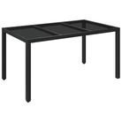 vidaXL Garden Table with Glass Top Black 150x90x75 cm Poly Rattan