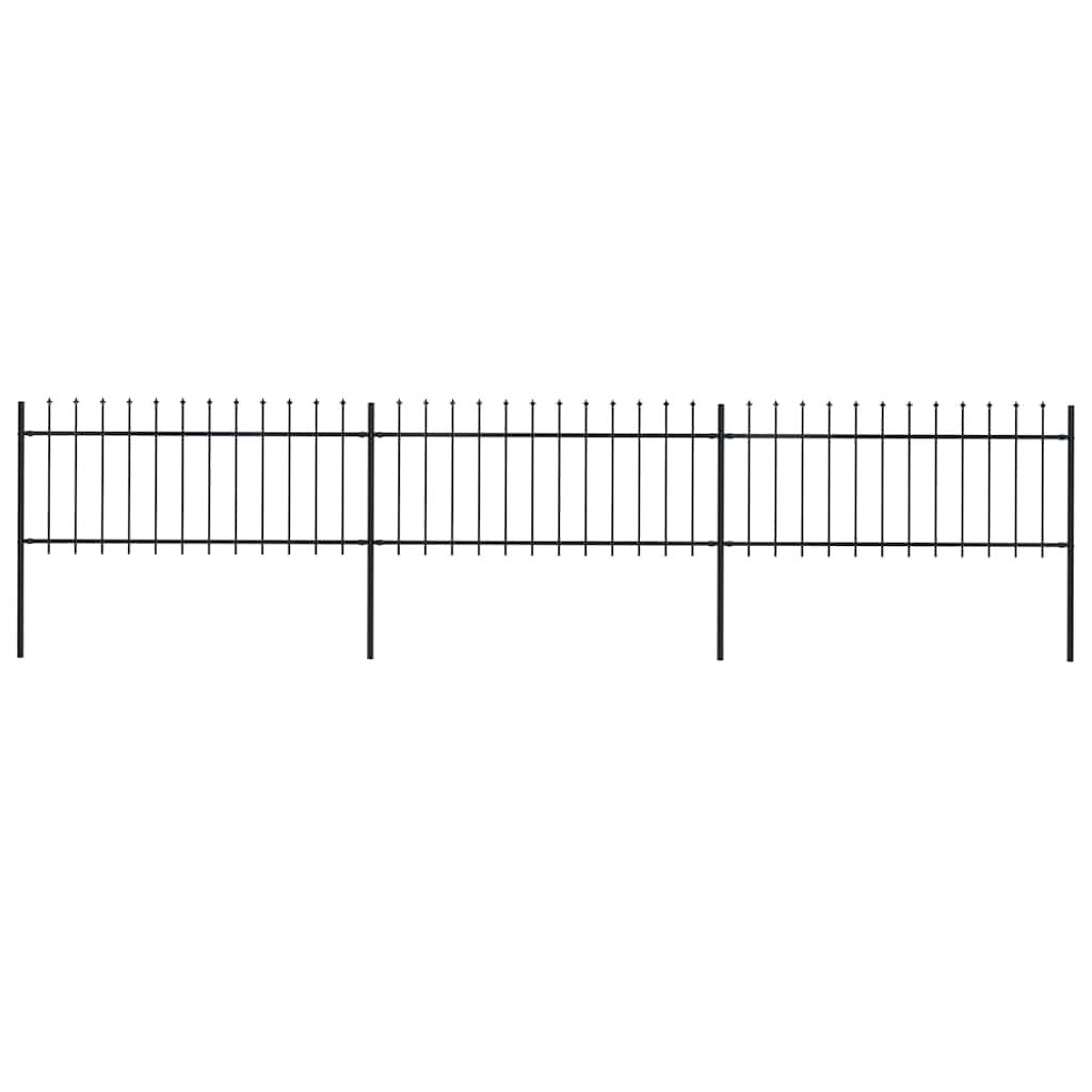 vidaXL Garden Fence with Spear Top Steel 537x80 cm Black
