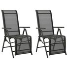 vidaXL Reclining Garden Chairs 2pcs Textilene and Aluminium Black
