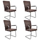 vidaXL Cantilever Dining Chairs 4 pcs Brown Faux Suede Leather