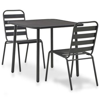 vidaXL 3 Piece Bistro Set Steel Dark Gray
