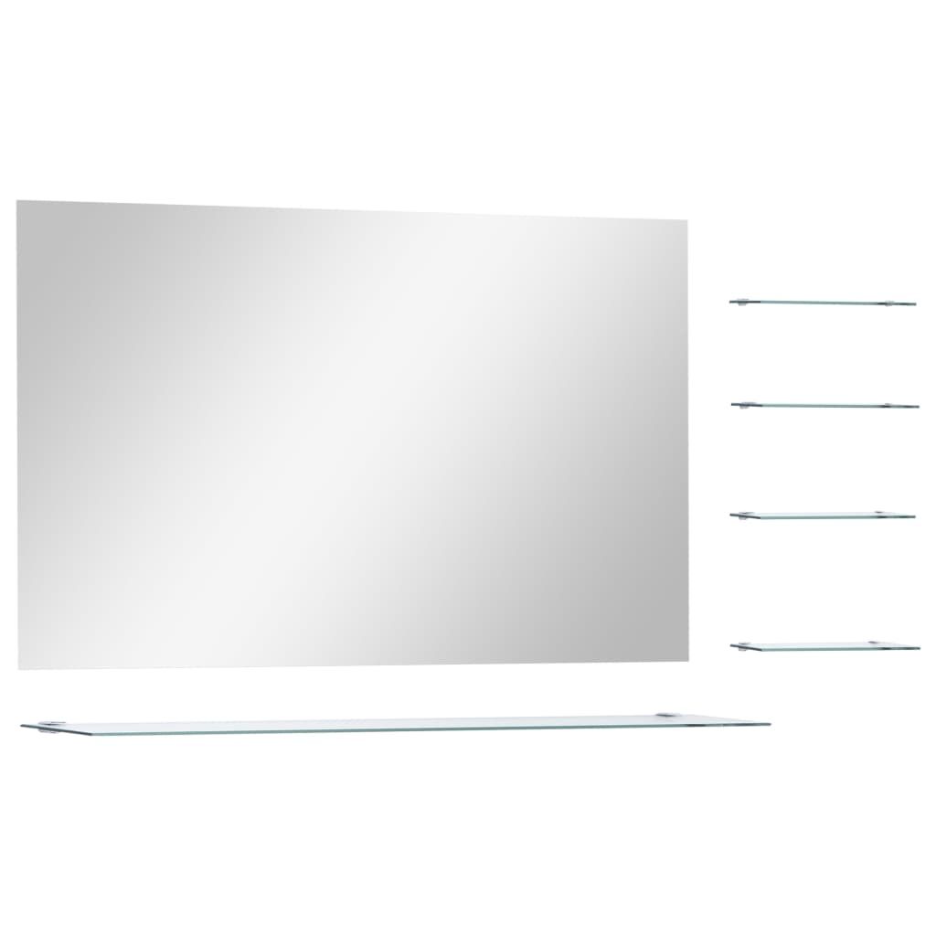 vidaXL Wall Mirror with 5 Shelves Silver 39.4"x23.6"