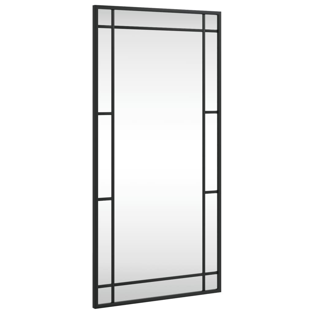 vidaXL Wall Mirror Black 15.7"x31.5" Rectangle Iron