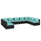vidaXL 9 Piece Patio Lounge Set with Cushions Poly Rattan Black
