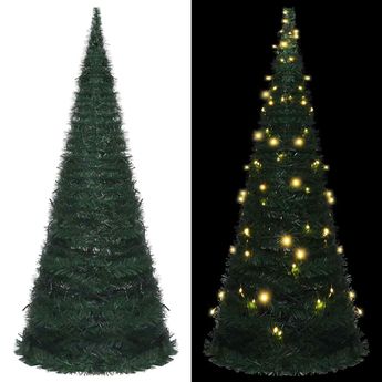 vidaXL Pop-up String Artificial Pre-lit Christmas Tree Green 5 ft