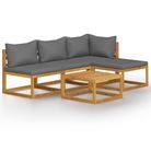vidaXL 5 Piece Garden Lounge Set with Cushion Solid Acacia Wood