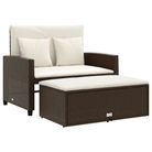 vidaXL Patio Sofa with Cushions 2-Seater Brown Poly Rattan