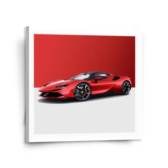 Sablio Obraz Ferrari na červenobílé - 110x110 cm
