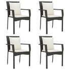 vidaXL Garden Chairs with Cushions 4 pcs Poly Rattan Black
