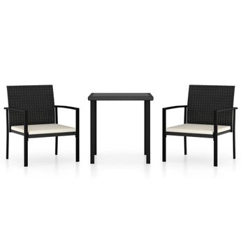 vidaXL 3 Piece Garden Dining Set Poly Rattan Black