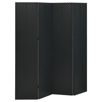 vidaXL 4-Panel Room Divider Black 160x180 cm Steel