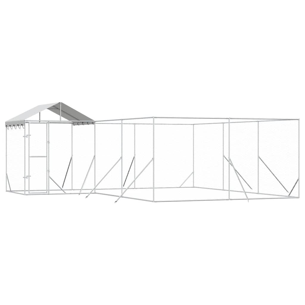 vidaXL Outdoor Dog Kennel with Roof Silver 6x6x2.5 m Galvanised Steel
