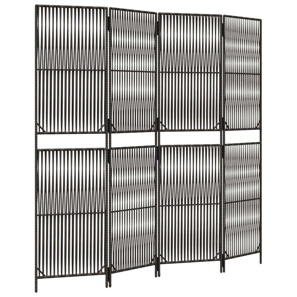 vidaXL Room Divider 4 Panels Gray Poly Rattan