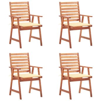 vidaXL Outdoor Dining Chairs 4 pcs with Cushions Solid Acacia Wood