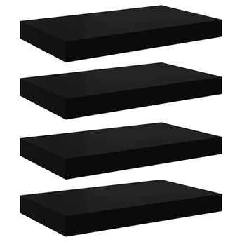 vidaXL Floating Wall Shelves 4 pcs Black 15.7"x9.1"x1.5" MDF