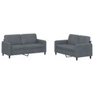 vidaXL 2 Piece Sofa Set Dark Grey Velvet