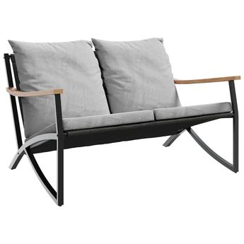 vidaXL Patio Bench with Cushions 47.2" Black Steel