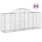 vidaXL Arched Gabion Baskets 5 pcs 200x50x80/100 cm Galvanised Iron