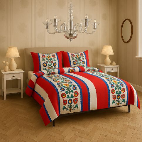 Retro red and white bedroom