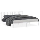 vidaXL Metal Bed Frame without Mattress with Headboard White 76"x79.9"