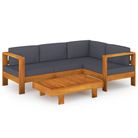 vidaXL 5 Piece Patio Lounge Set with Dark Gray Cushions Acacia Wood