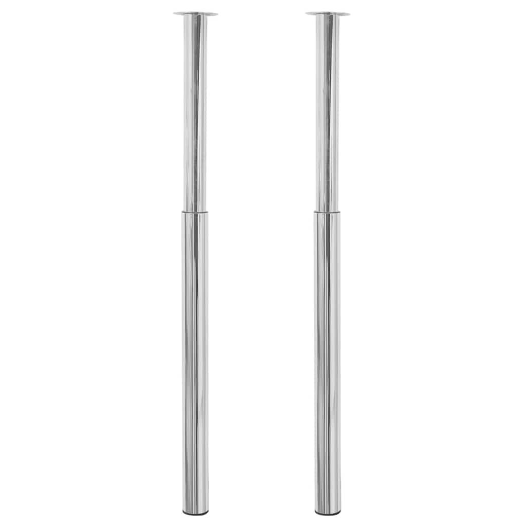 2 Telescopic Table Legs Chrome 710 mm-1100 mm