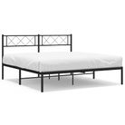 vidaXL Metal Bed Frame without Mattress with Headboard Black 135x190cm