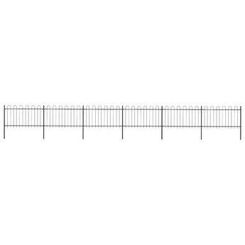 vidaXL Garden Fence with Hoop Top Steel 1070x100 cm Black
