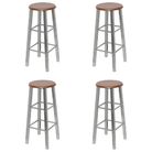vidaXL Bar Stools 4 pcs Silver and Brown MDF