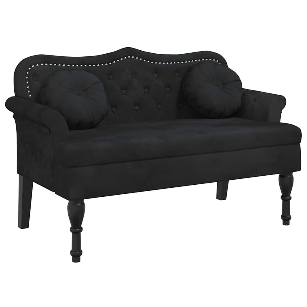vidaXL Bench with Cushions Black 47.4x25.6x29.5" Velvet