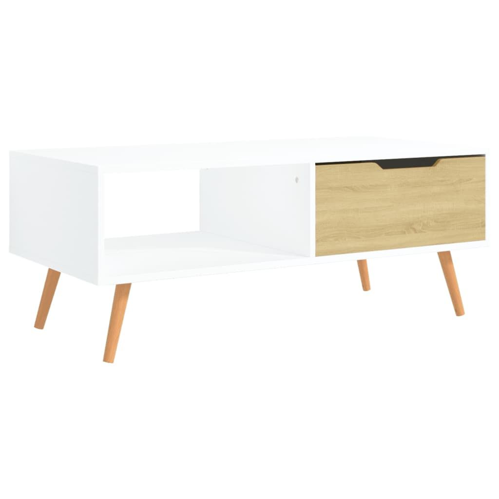 vidaXL Coffee Table White and Sonoma Oak 39.4"x19.5"x16.9" Engineered Wood