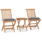 vidaXL 3 Piece Folding Patio Dining Set with Cushion Solid Teak Wood