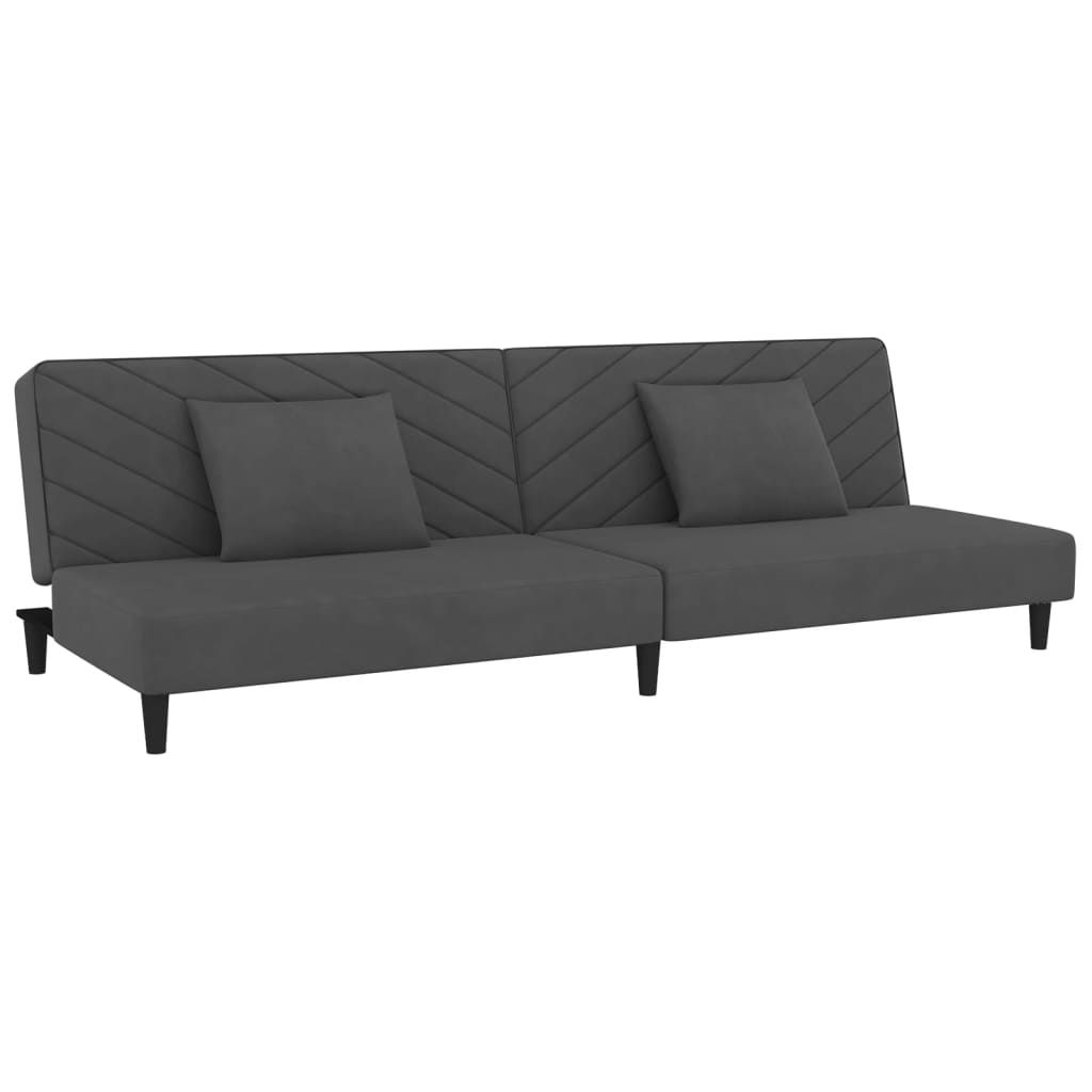 vidaXL 2-Seater Sofa Bed with Two Pillows Dark Gray Velvet