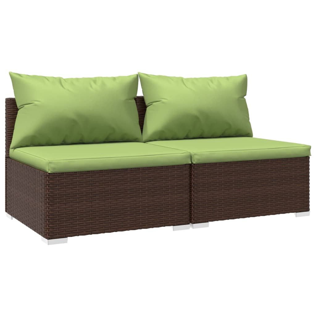 vidaXL 2 Piece Garden Lounge Set with Cushions Poly Rattan Brown
