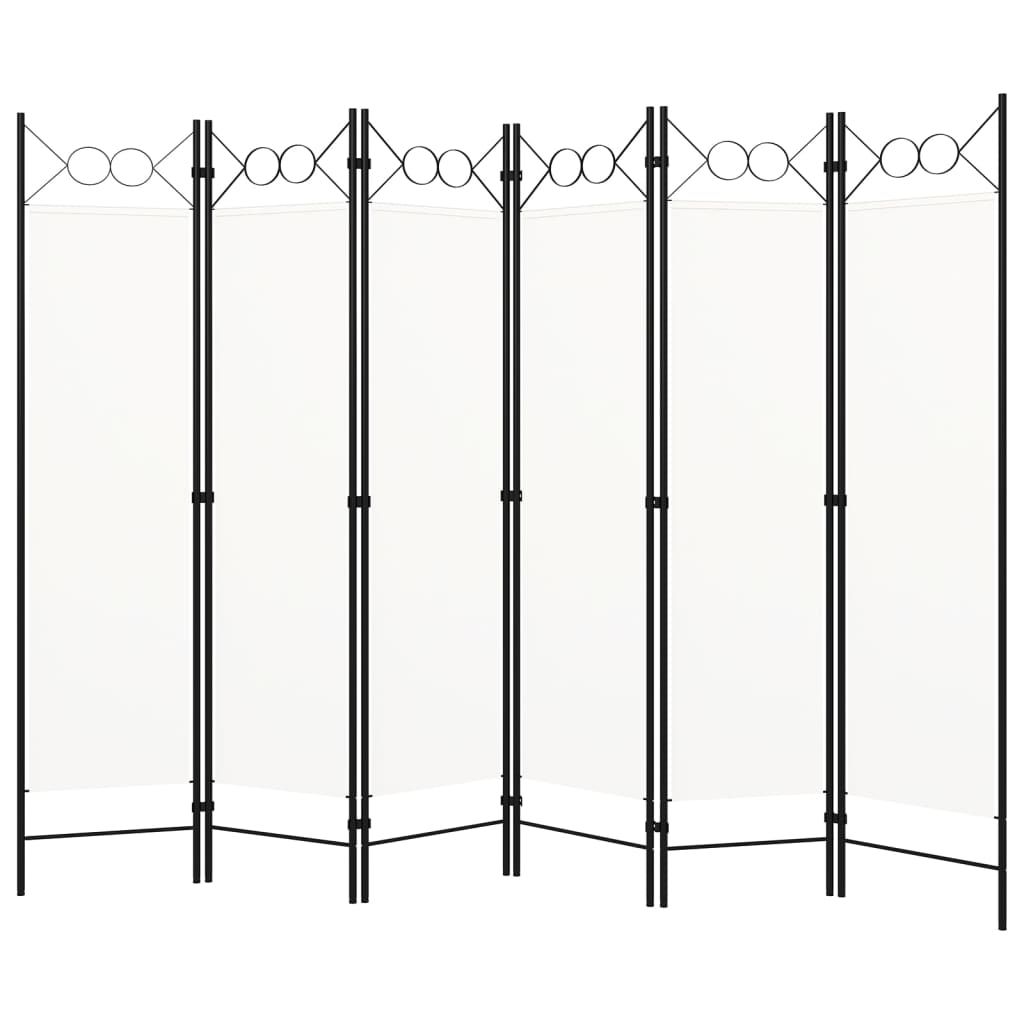 vidaXL 6-Panel Room Divider White 240x180 cm