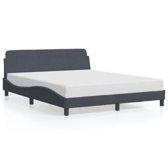 vidaXL Bed Frame "Dover" Dark Grey 152x203 cm Velvet