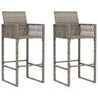 vidaXL Patio Bar Stools 2 pcs Gray Poly Rattan