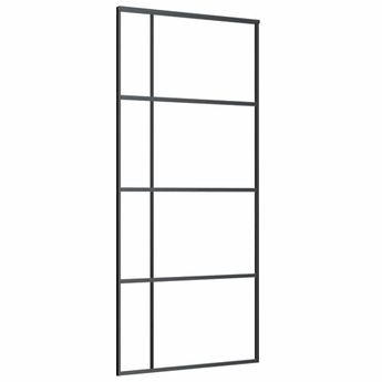 vidaXL Sliding Door Frosted ESG Glass and Aluminum 35.4"x80.7" Black