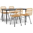 vidaXL 5 Piece Garden Dining Set Poly Rattan