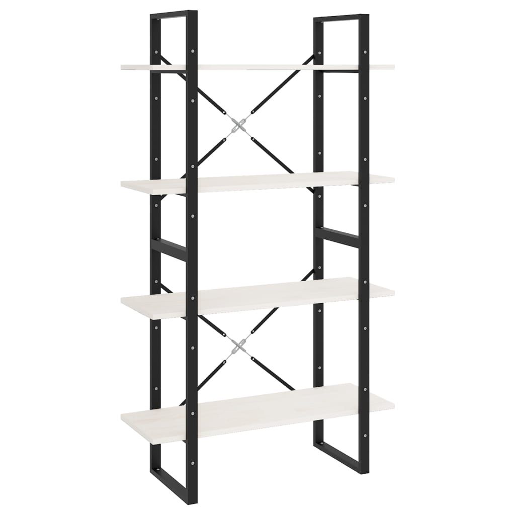 vidaXL 4-Tier Book Cabinet White 31.5"x11.8"x55.1" Solid Pine Wood