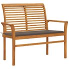 vidaXL Patio Bench with Taupe Cushion 44.1" Solid Teak Wood