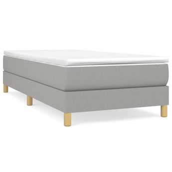 vidaXL Box Spring Bed Frame Light Gray Twin Fabric (US Only)
