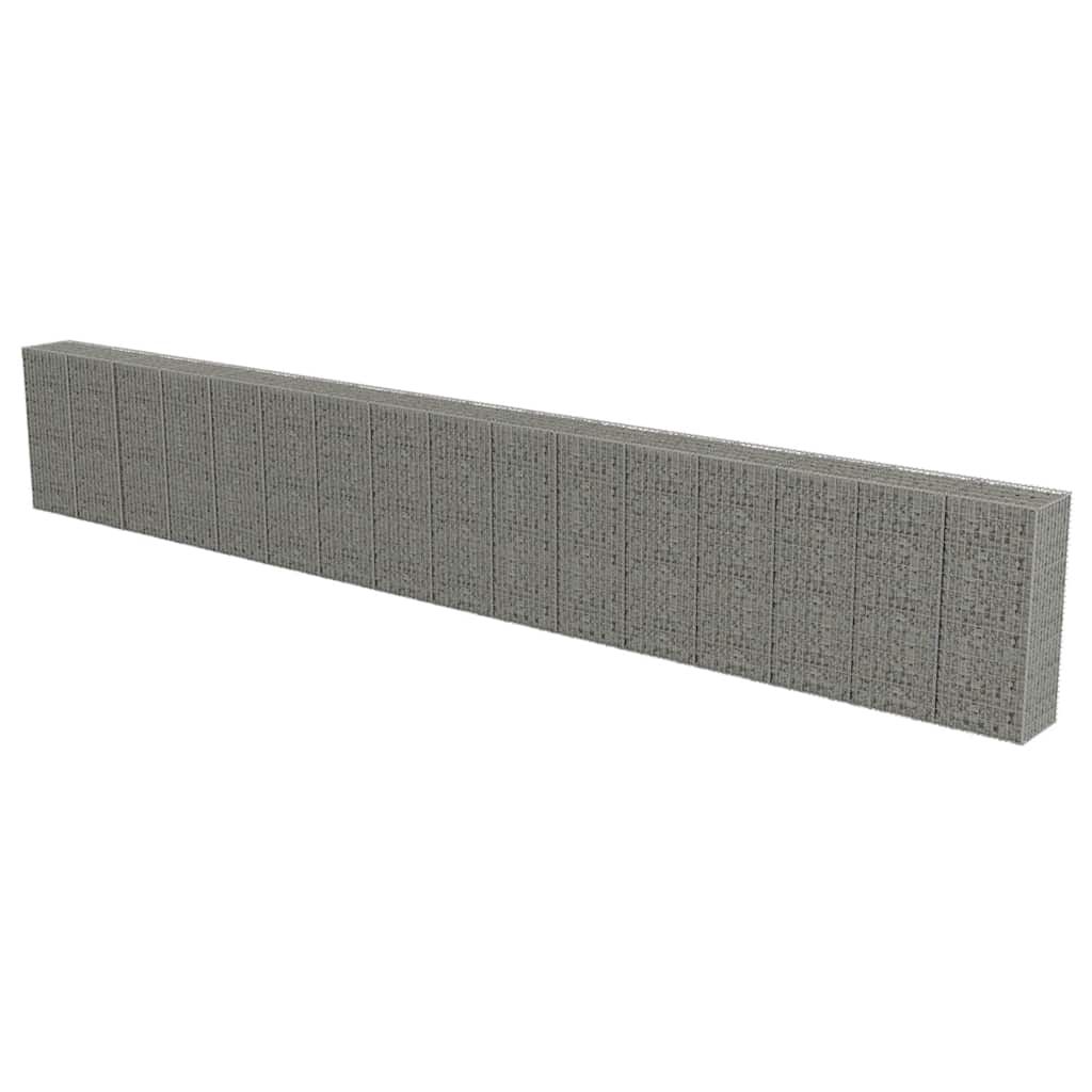 vidaXL Gabion Wall with Covers Galvanised Steel 900x50x150 cm